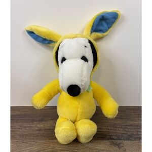 Vtg SNOOPY Plush United Feature Syndicate 15" Yellow Bunny Suit with Blue Ears